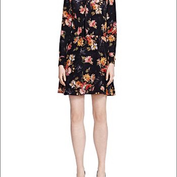 THE KOOPLES Silk Pussy Bow Secretary Tie Neck Firework Floral Mini Dress Mod - Picture 11 of 14